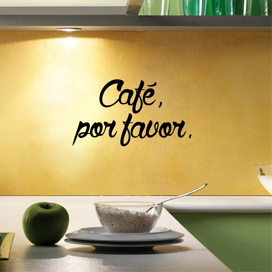 Spanish kitchen coffee decoration wall stickers Vinilo decorativo cafe por favor