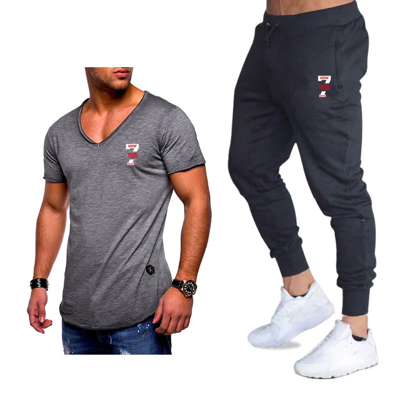 

Classic Brand Sets New Summer Men T Shirts+pants Sets Summer Hot Sale Cotton Comfortable Short Sleeve Tshirt men Casual Set Pant