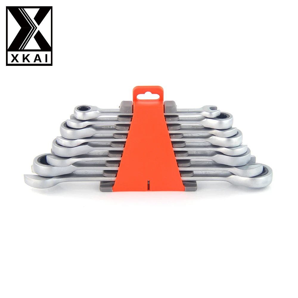 

XKAI 8,10,12,13,15,14,17,19mm Ratchet Spanner Combination wrench a set of keys gear ring wrench ratchet handle Chrome Vanadium