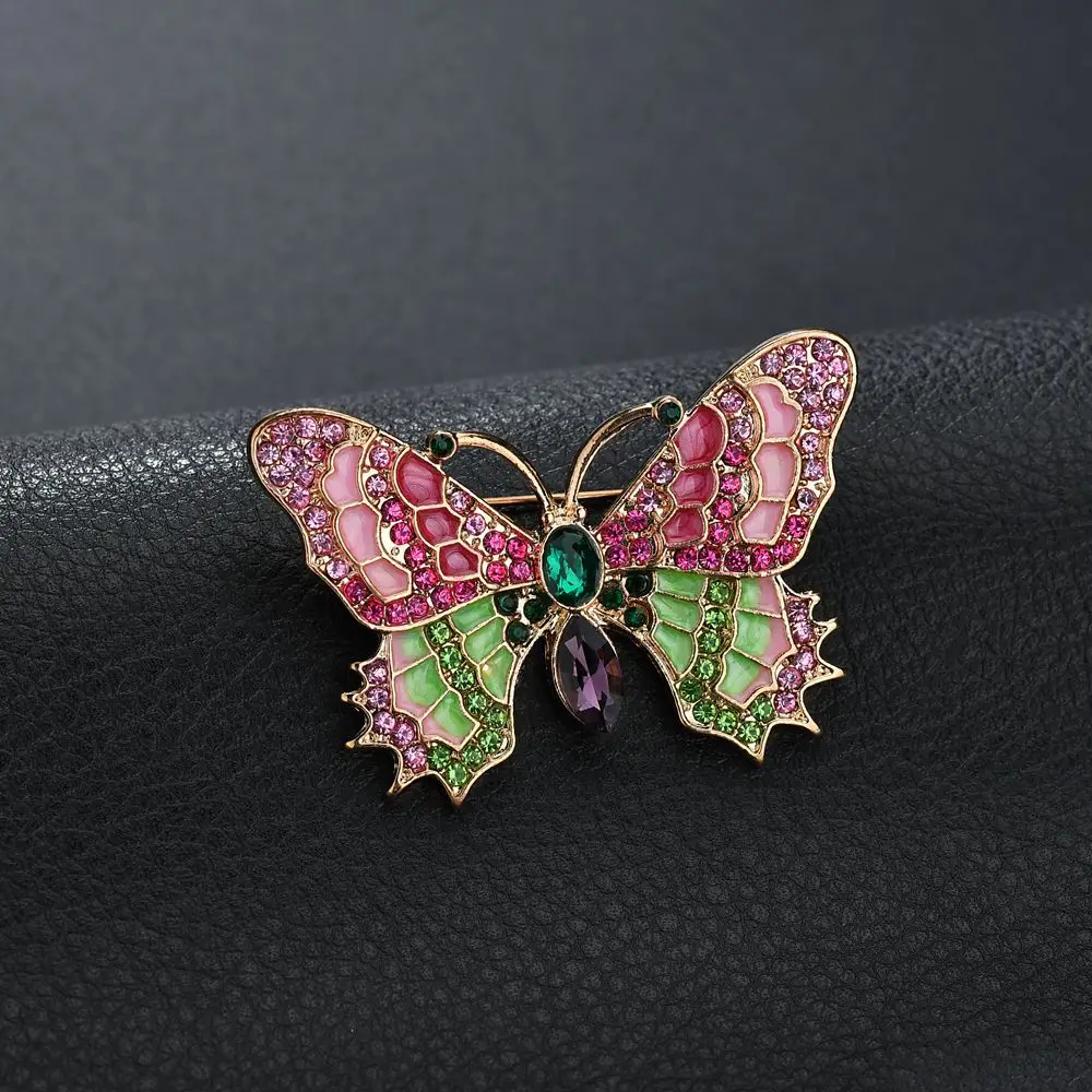 

Terreau Kathy 2018 New High Quality Fashionable Colorful Rhinestone Butterfly Brooch Pin Gold Women Dress Wedding Bridal Brooch