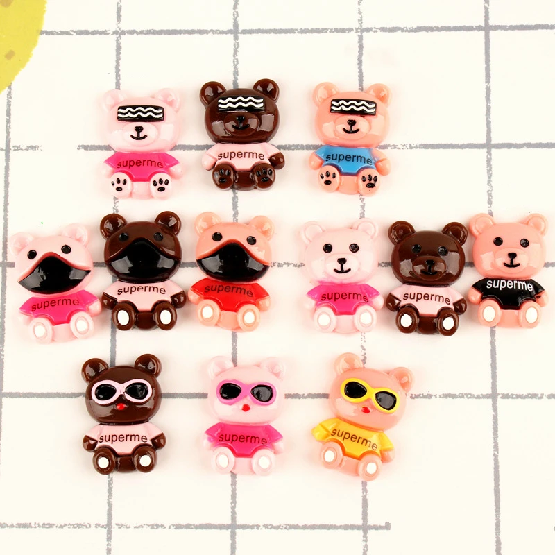 

10pcs/lot Resin Cute bear Decoration Crafts Kawaii Flatback Cabochon Embellishments For Scrapbooking DIY AccessoriesButto