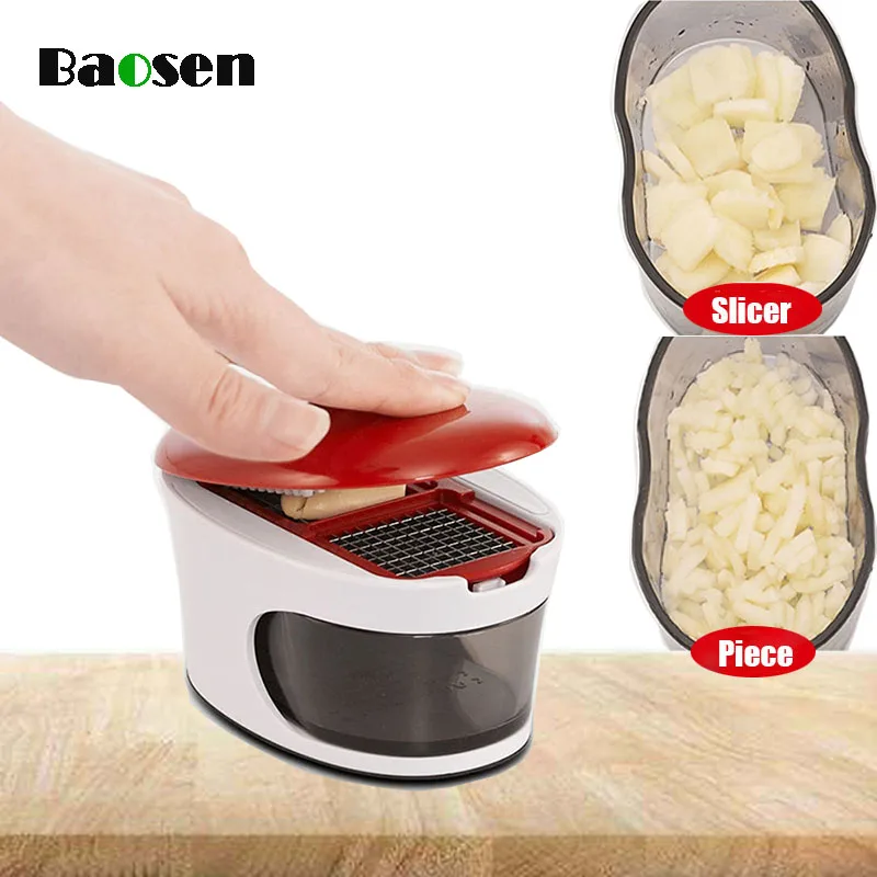 

Baosen 1Pcs Manual Multi-function Garlic Presses Stainless Steel Blades Garlic Chopper Box Vegetable Tools Kitchen Accessories