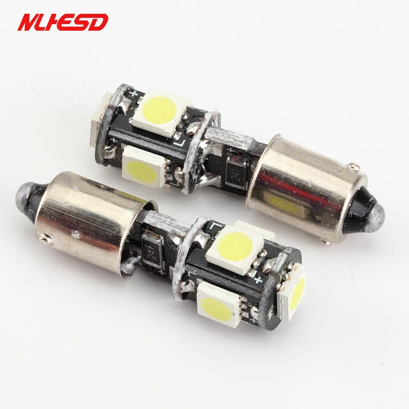 10 шт. Ba9s 5050 5smd led Canbus Error Free освещение для чтения в машине T11 T4W 5 SMD двери лампочки Нет
