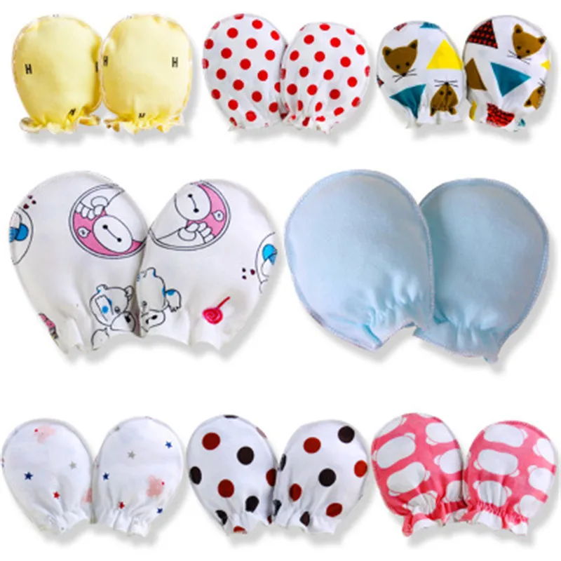 Модные детские перчатки против царапин для новорожденных Защита лица Хлопковые варежки-царапки