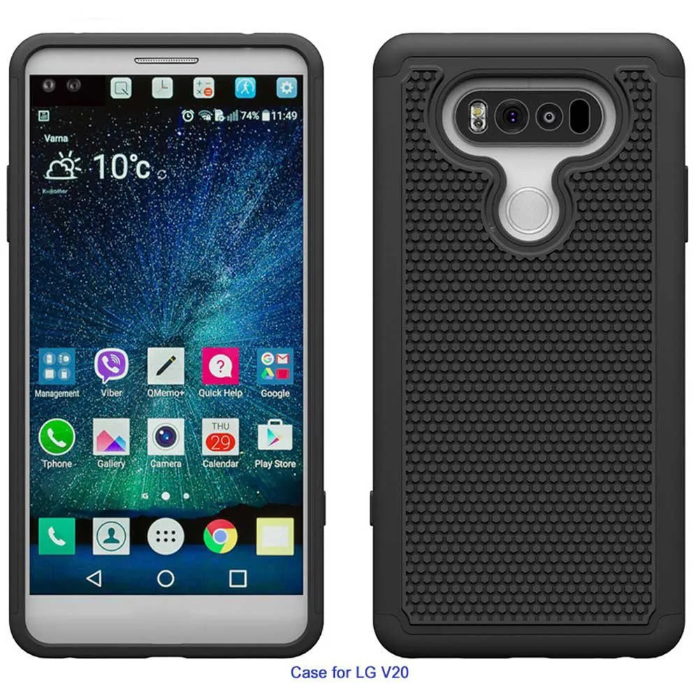 

New Hard Soft Rubber Protective Case Cover Impact Armor case Cover Hybrid Rubber+Silicone case For LG V20#P4