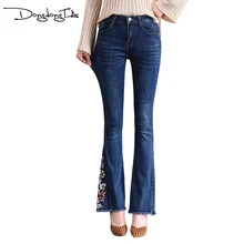 DONGDONGTA Новинка; сезон лето; женские джинсовые, длиной до колена джинсовые штаны для женские с высокой талией джинсы с вышивкой HMF-58-6107