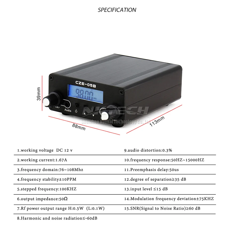 NKTECH PLL стерео fm-передатчик радио вещательная станция CZE-05B 100 мВт/500 МВт частота 76-108 МГц домашний кампус усилитель двойной режим