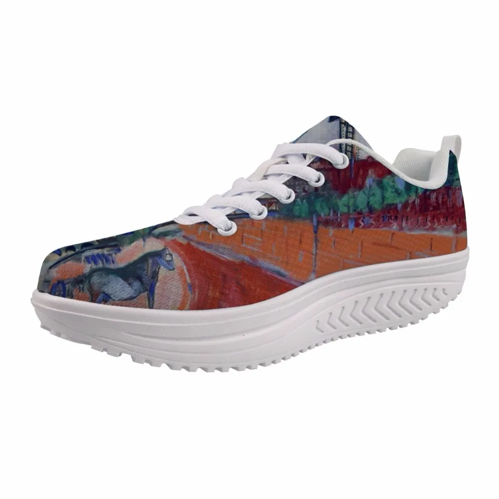 

Women Casual Slimming Wedge Swing Shoes Female Platform Height Increasing Toning Sneakers Artist Painting Print Of Marc Chagall