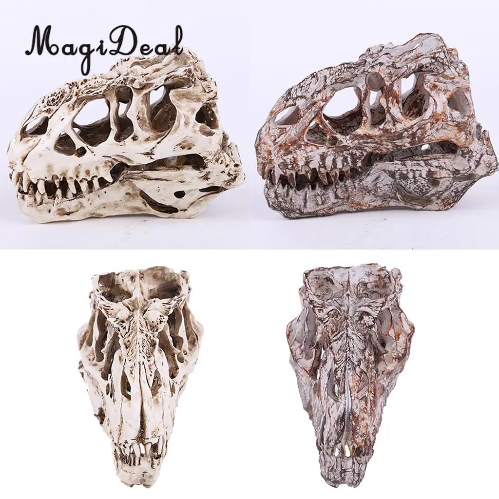 MagiDeal Resin T-rex Skull Replica Skeleton Figurine Collection for Medical teaching Bar Halloween Decoration White
