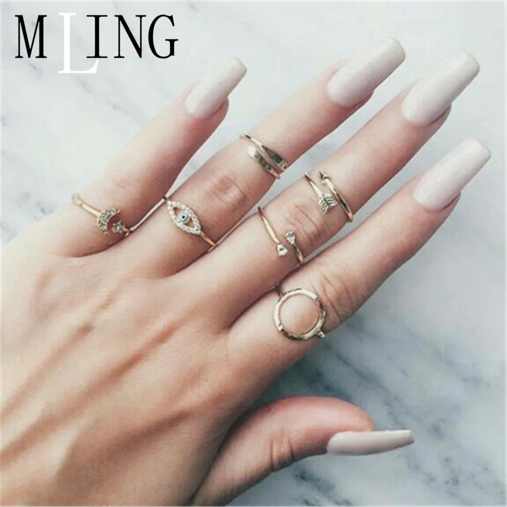 MLING 6 шт./компл. модные разве это объемы звезда глаз набор колец для Для женщин