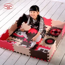 Meitoku детский игровой коврик-пазл, EVA пены блокируя коврики плитки для ребенка, ковер, толщиной 14 мм, все 9 частей и забор