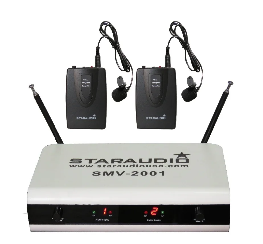 STARAUDIO 2CH Pro Беспроводной, двойной DJ Караоке микрофон гарнитуры Системы Mic SMV-2001B