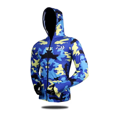Стиль 4 цвета Daiwa одежда с длинным рукавом быстросохнущая рыболовная одежда анти-УФ Солнцезащитная одежда рыболовная рубашка - Цвет: Синий