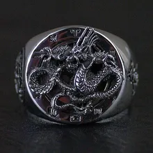 925 Sterling Silver Thailand imports solid Dragon Thai Silver Ring thailand imports genuine gv new moon key pendant