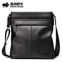 Brand BISON DENIM Handbag Men Genuine Leather Shoulder Bags Business Travel Cowhide Crossbody Bag Tote Bag Men’s Messenger Bag