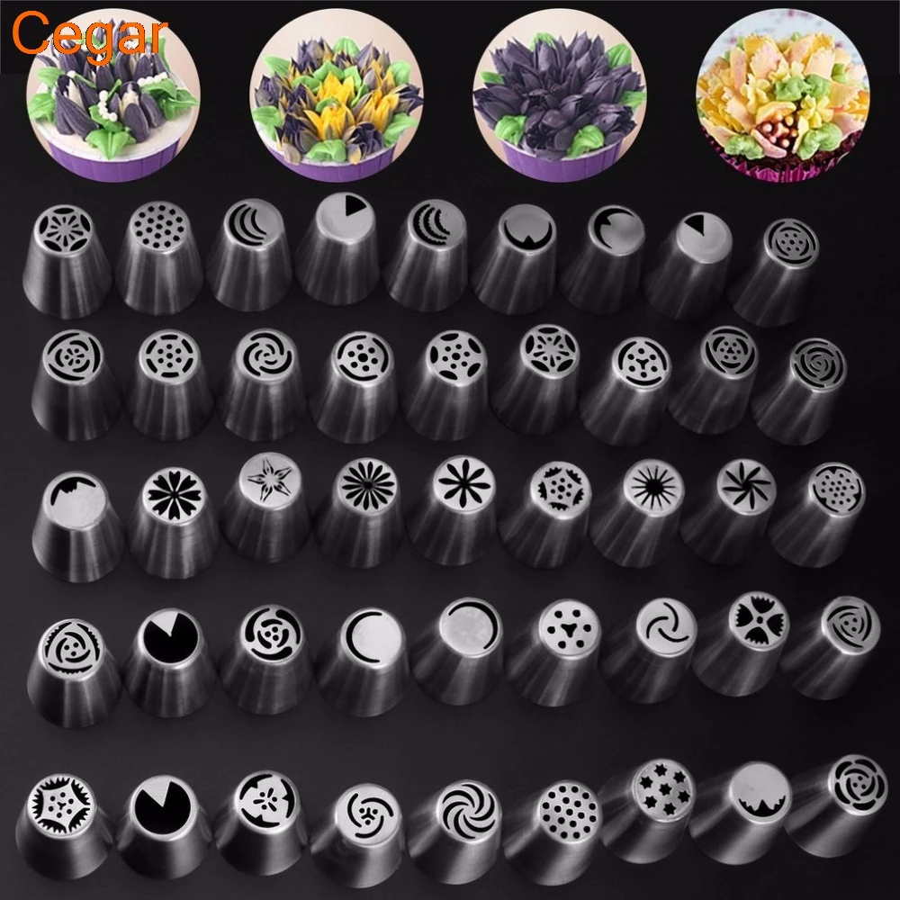 

Cegar 45Pcs/Set Tulip Flower Icing Piping Nozzles Stainless Steel Cake Pastry Cake Decorating Tips Home Kitchen Baking Tools Set