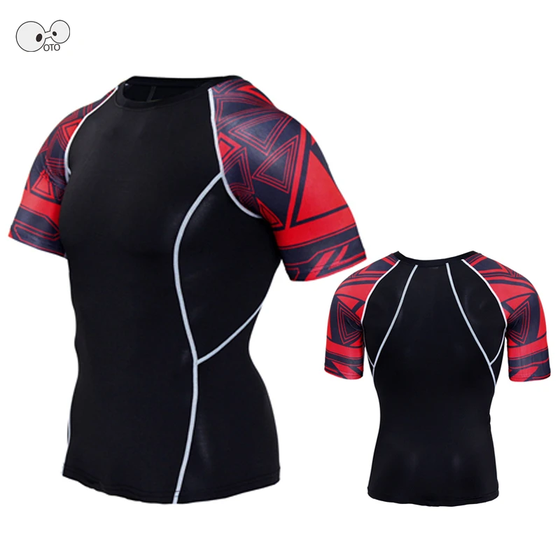 Men Running Gym Fitness T Shirt Bodybuilding Training Jersey Short