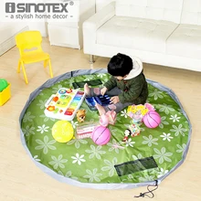 Портативный сумка ребенок drawstring сумка для хранения Круглый Ткань Оксфорд играть Коврики игрушка Организатор Box детская коллекция Pad Quick собирать