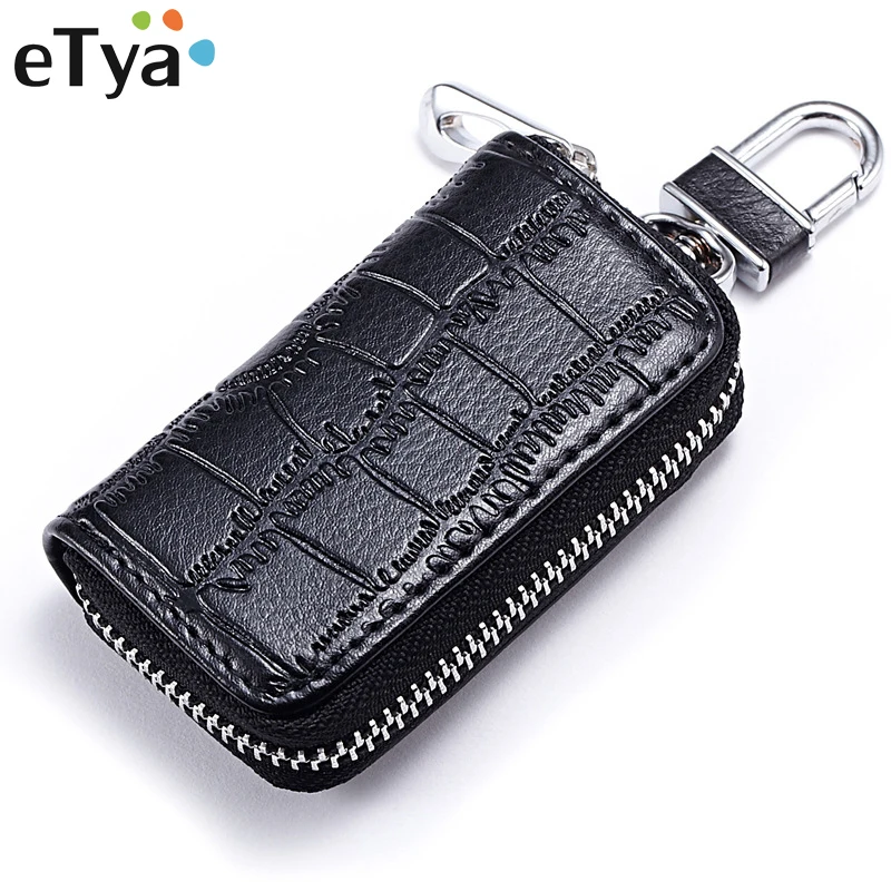 

eTya 2019 Genuine Cow Leather Men & Women Car Key Bag Wallet Multi Function Key Case Fashion Housekeeper Holders Keychain Wallet