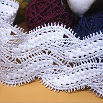 

15Yards 6.5cm Wide Milk Silk Water Soluble Eyelash Lace High Quality Wavy White Wedding Dress Sewing Lace Spitze Band Ribbons