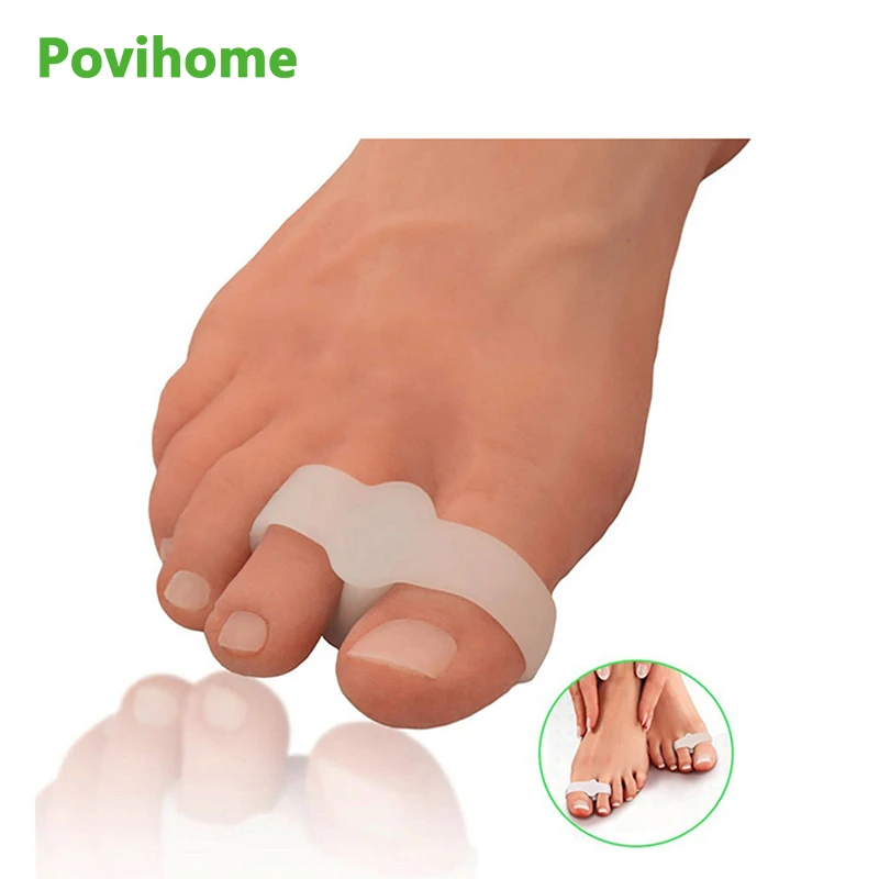 2Pcs 2 Hole Feet Foot Care Gel Toe Straighteners Separator Hallux Valgus Bunion Corrector Pain Relief Foot Massager C136