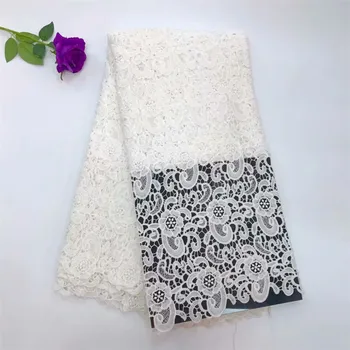 

white african lace fabrics 5yard snow white guipure lace fabric 2018 high quality african cord lace fabric for wedding dressesH3
