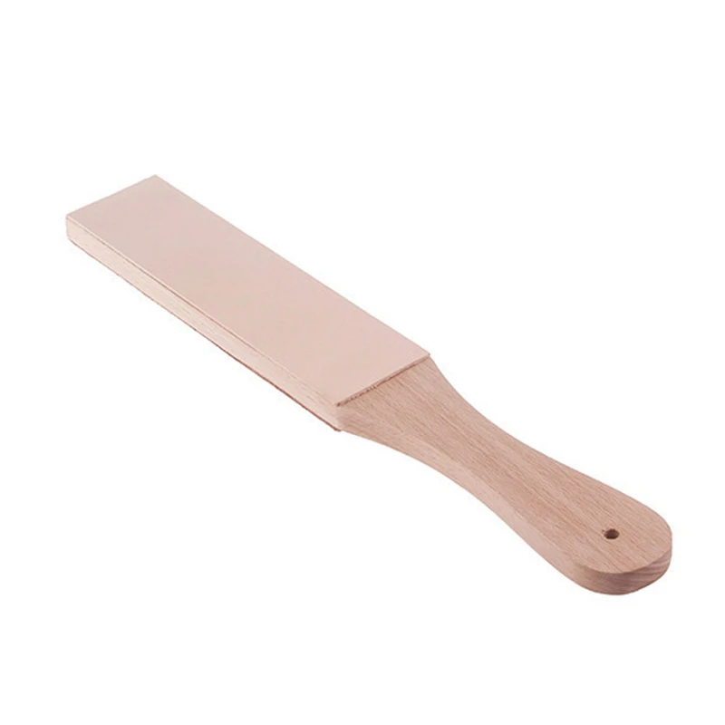 

38Cm Wooden Handle Leather Sharpening Strop Handmade Razors Polishing Board Leather Sharpening Strop Sharpener