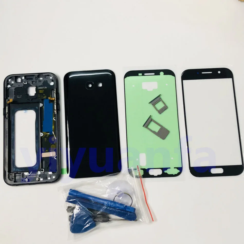 

Original Full Housing Case Back Cover + Front Screen Glass Lens + Middle Frame For Samsung Galaxy A5 A520 A520F (2017)