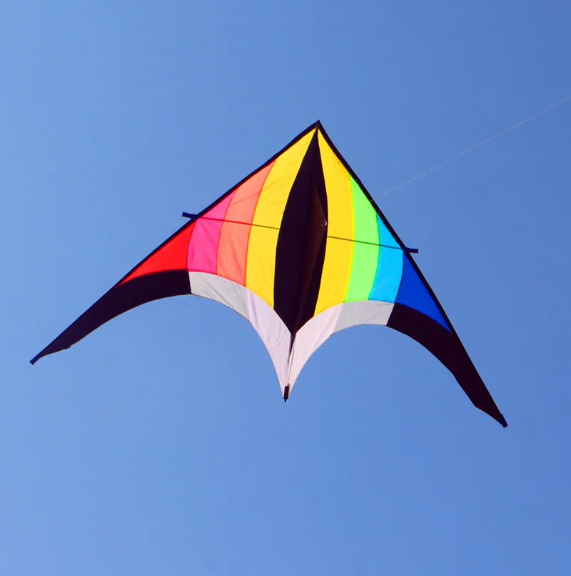 

free shipping high quality 2.8m delta rainbow kites flying toys ripstop nylon with handle line kites for adults eagle windsock