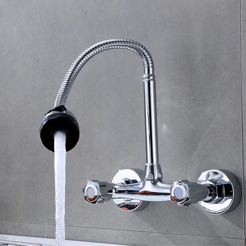 Billige Doppel Griff Wand Montiert Küche Armaturen Bhs Dual Loch Bad Kalten und Heißer Waschbecken Waschbecken Wasser Mischbatterie Dusche Wasserhahn