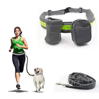 

Reflective Dog Leash Running Elasticity Hand Freely Pet Products Dogs Harness Collar Jogging Lead and Adjustable Waist Rope