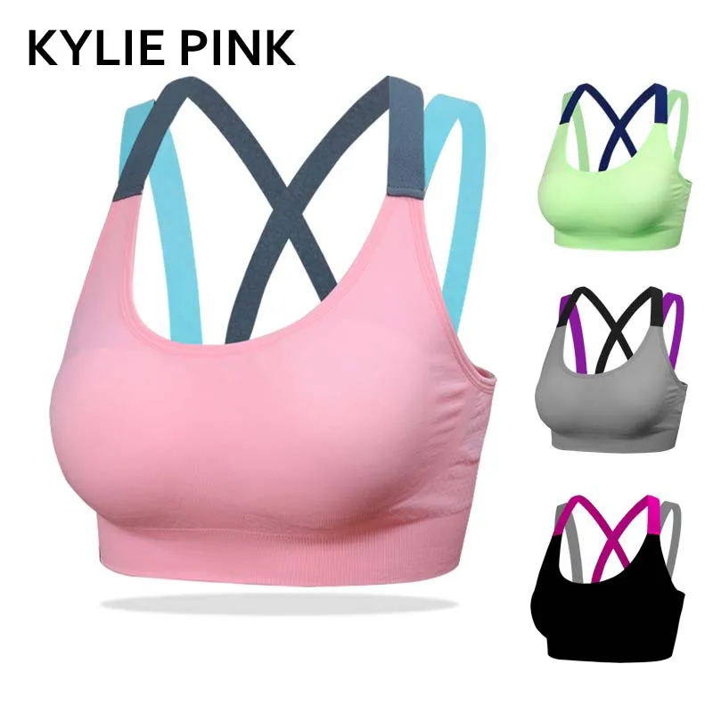 

KYLIE PINK Sexy Bra Women Fitness Genie Seamless Bra Padded Dry Quick Push Up Natural Color Breathable Support Bra Free Shipping