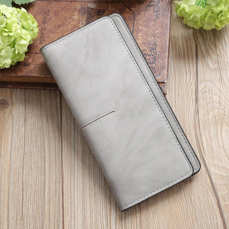 

2019 New Simple Women Long Purse PU Leather Card Holder Two Fold Clutch Money Bag Lady Girl Casual Wallets Portefeuille Femme