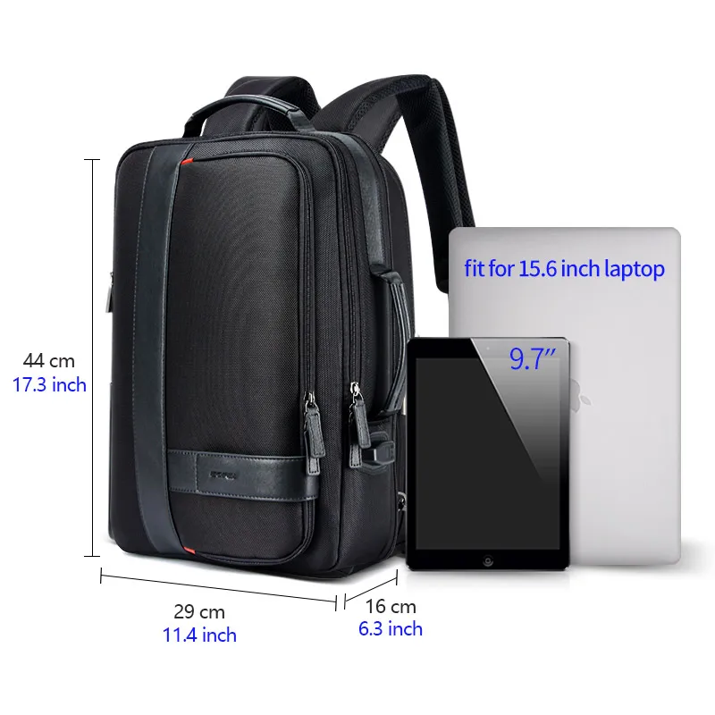BOPAI мужской рюкзак с увеличенной USB внешней зарядкой, рюкзак для ноутбука, 15,6 дюймов, большой объем, Противоугонный рюкзак для путешествий для подростка
