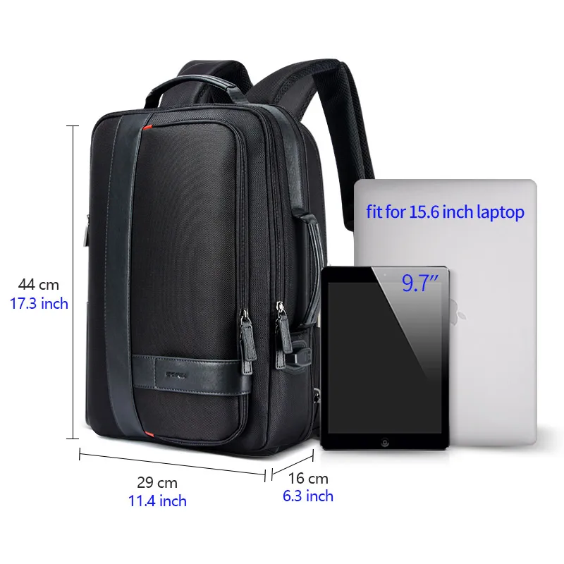  BOPAI Backpack Men Enlarge USB External Charge Laptop Backpack 15.6 Inch Large Capacity Anti-theft 