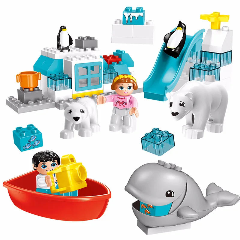 

60pcs Large Size Diy Building Blocks Ice and Snow World Princess Compatible with Legoingly Duplo Toys for Children Kids Gifts