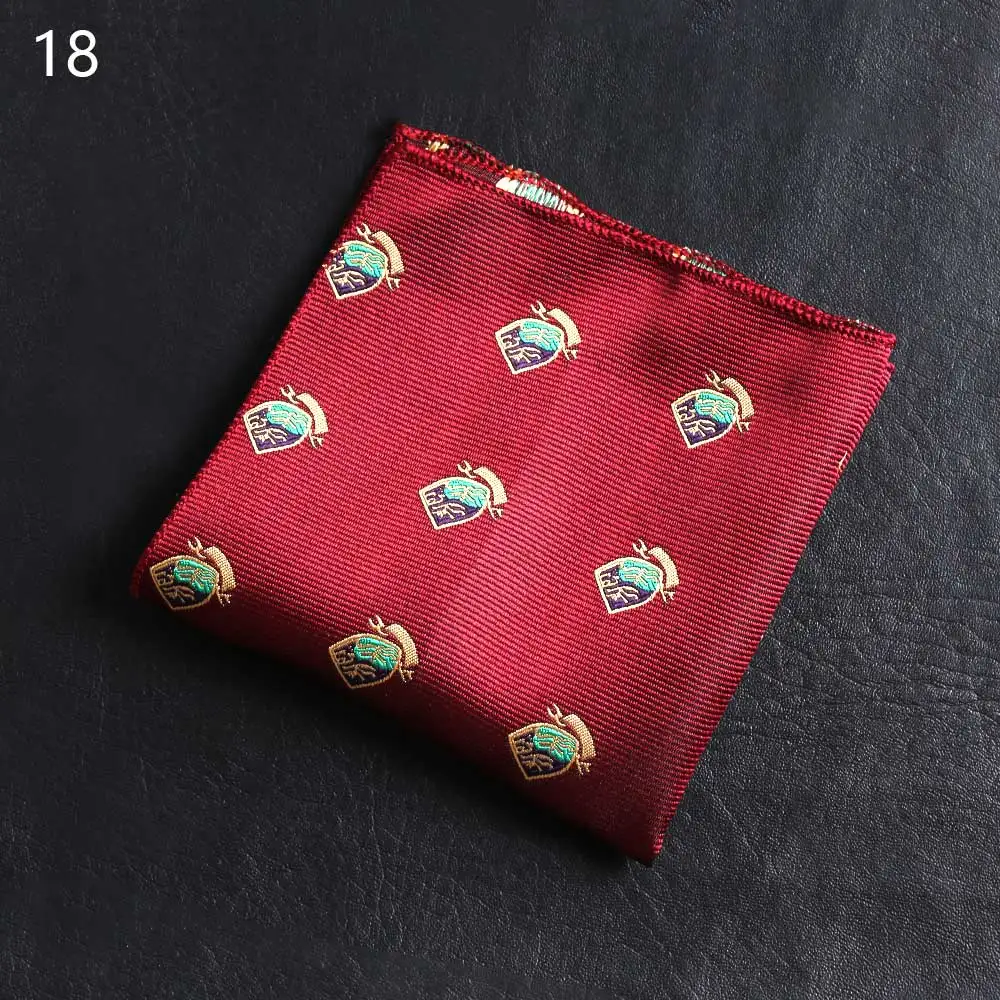 18 Ties 23*23 см винтажная атласная Вышивка Пейсли для мужчин бизнес платок Карманный квадратный цветочный полотенце для сундуков носовые платки для костюма аксессуары - Цвет: 18 Ties