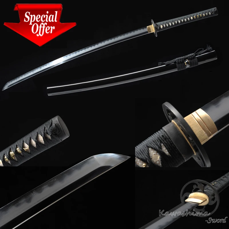 1095 Steel Clay Tempered Real Hamon Handmade Katana Full Tang Samurai