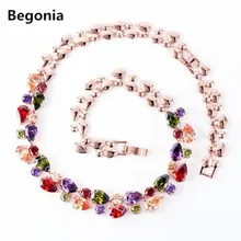 Geométrica teardrop Chapado En Oro Rosa Collares de Oro AAA Cubic Zirconia collares para las mujeres de la borla de la Joyería
