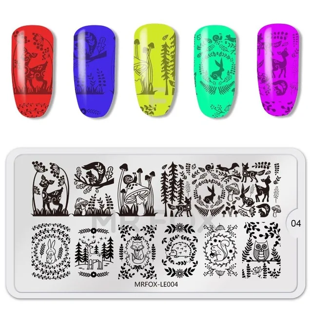 Животный узор пластины для штамповки ногтей штамповка изображения ногтей шаблоны Маникюр штампы ногтей 1 шт 6,5*12,5 см - Цвет: 04