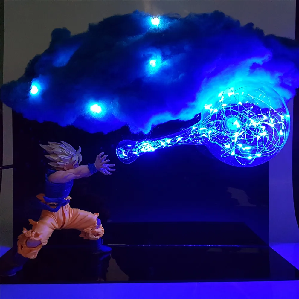 Dragon Ball Figura Action Figure Goku Led Blue Cloud Lampara DIY Display Toy Dragon Ball Z Super Saiyan Goku Kamehameha Model