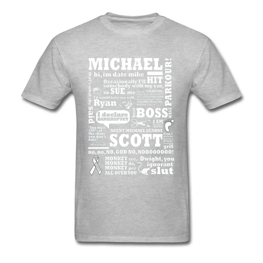 Michael Scott 22609 100% Cotton Normal Tees Cheap Short Sleeve Men Tshirts Printing Lovers Day T Shirt Crew Neck Michael Scott 22609 grey