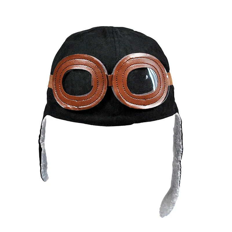 Детская теплая авиаторы флисовая шапка Кепки с наушниками для зимы H9 - Цвет: Черный
