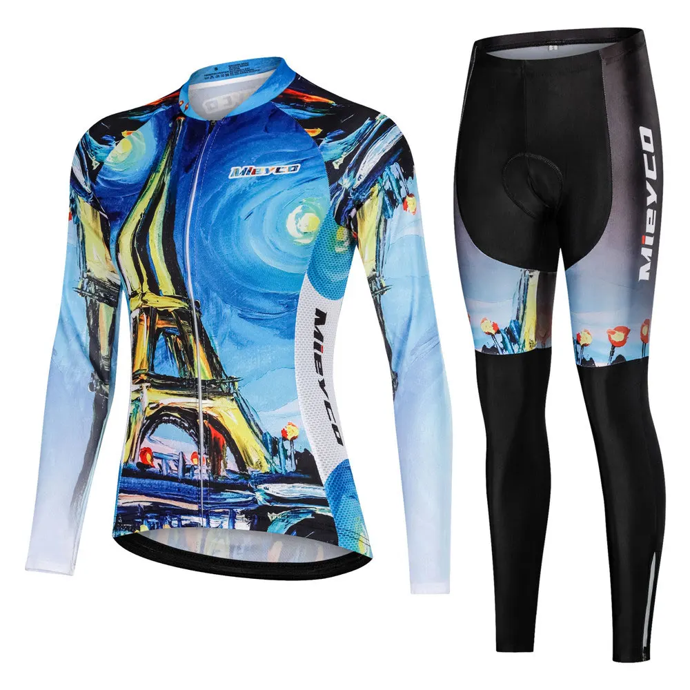 

Women Cycling Jerseys Set Mountian Bike Clothing Racing Bicycle Clothes Long Sleeves Road Bike Clothing Riding Shirt Team Jersey
