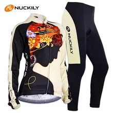 NUCKILY, Женский комплект из Джерси для велоспорта, куртка с длинным рукавом, обтягивающие штаны, спортивные майки, Roupa Feminina, MTB, велосипед, одежда для велоспорта