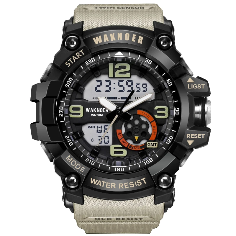 

WAKNOER Men's Watch Top Brand Wrist Watch Men Watch Waterproof Dual Display Sport Watches Clock relogio masculino reloj hombre