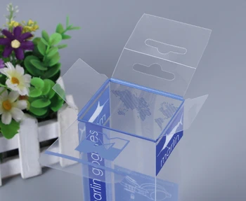 

Customized clear PET plastic packaging folding box for handicraft,CMYK Printing clear plastic boxes with hang tag ---PX20273