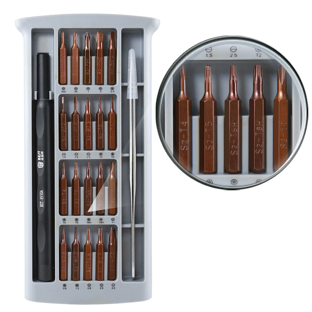 

22 in 1 Screwdriver Kit Tweezers Magnetic Screwdriver Bits for iPhone MacBook Mobile Phone Tablet Watch Repair Tools Set 100set
