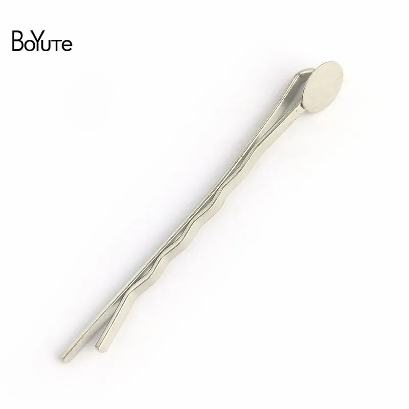 BoYuTe (20 piecesLot) 7 Colors Hair Pins Base Long Bobby Hair Clip with 8MM Flat Round Glue Pad for Diy Hairpins Jewelry Making (7)