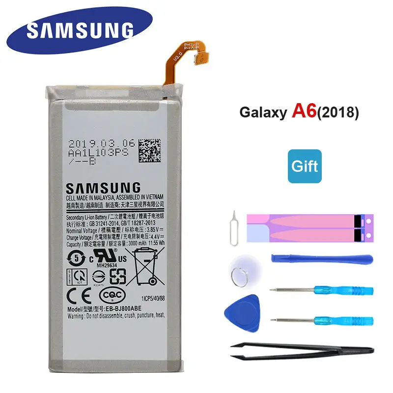 

Original Samsung Battery EB-BJ800ABE for Samsung Galaxy A6 (2018) SM-A600 A600F J6 J600F J800 3000mAh